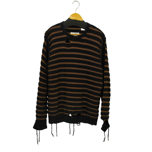 エムエムシックスメゾンマルジェラ MM6 Maison Margiela 25SS ストライプ ダメージ加工 コットン ニット セーター メンズ import:M