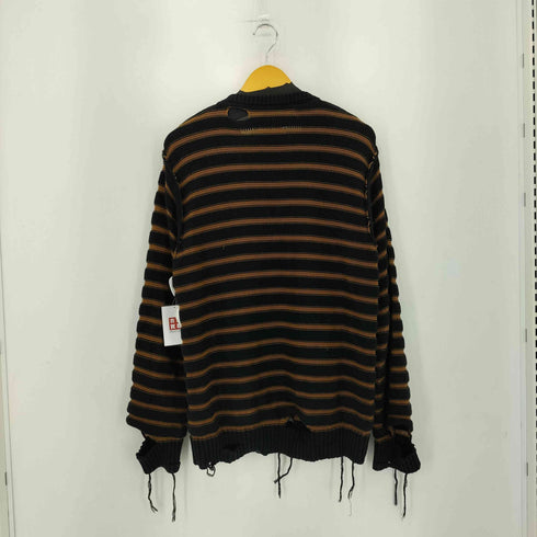 エムエムシックスメゾンマルジェラ MM6 Maison Margiela 25SS ストライプ ダメージ加工 コットン ニット セーター メンズ import:M