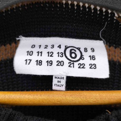 エムエムシックスメゾンマルジェラ MM6 Maison Margiela 25SS ストライプ ダメージ加工 コットン ニット セーター メンズ import:M