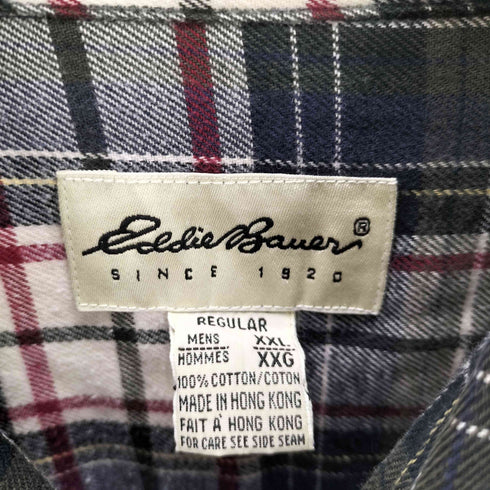 エディーバウアー Eddie Bauer 90S 白タグ マドラスチェック ボタンダウン L/S シャツ メンズ import:XXL