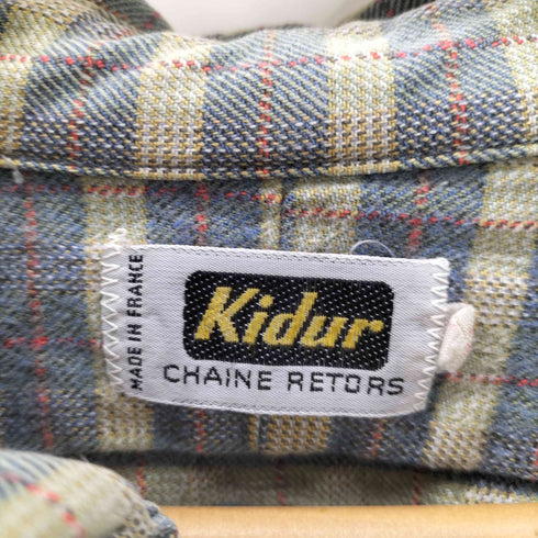 70S Kidur CHAINE RETORS フランス製 マドラスチェック ハーフボタン グランパ シャツ メンズ 41