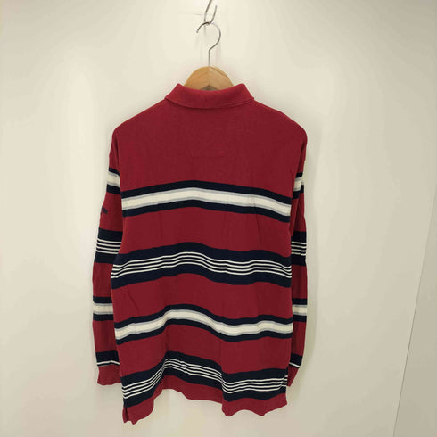 ノーティカ NAUTICA ボーダー柄 長袖ポロシャツ 鹿の子 メンズ import:M