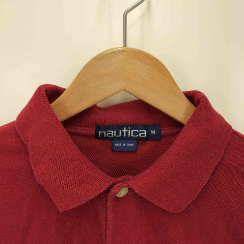 ノーティカ NAUTICA ボーダー柄 長袖ポロシャツ 鹿の子 メンズ import:M