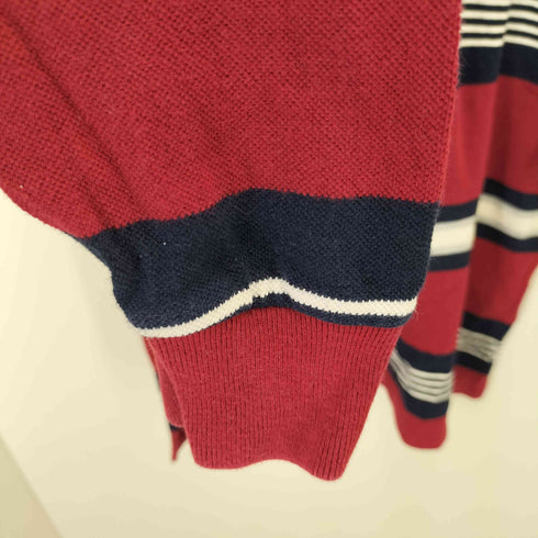 ノーティカ NAUTICA ボーダー柄 長袖ポロシャツ 鹿の子 メンズ import:M