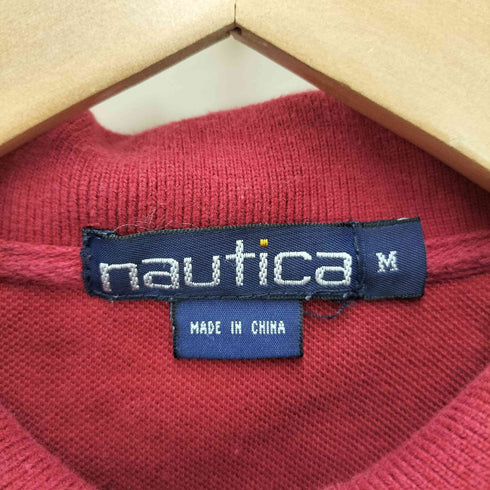 ノーティカ NAUTICA ボーダー柄 長袖ポロシャツ 鹿の子 メンズ import:M