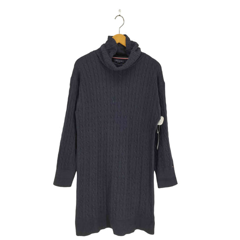 トミーヒルフィガー TOMMY HILFIGER 袖ロゴ刺繍ケーブルニットワンピース レディース L