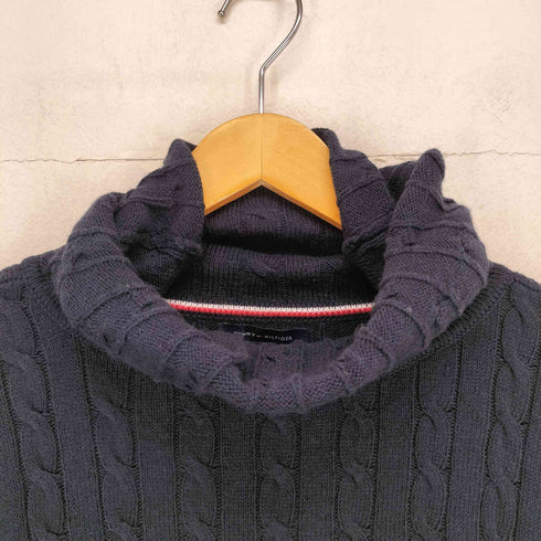トミーヒルフィガー TOMMY HILFIGER 袖ロゴ刺繍ケーブルニットワンピース レディース L