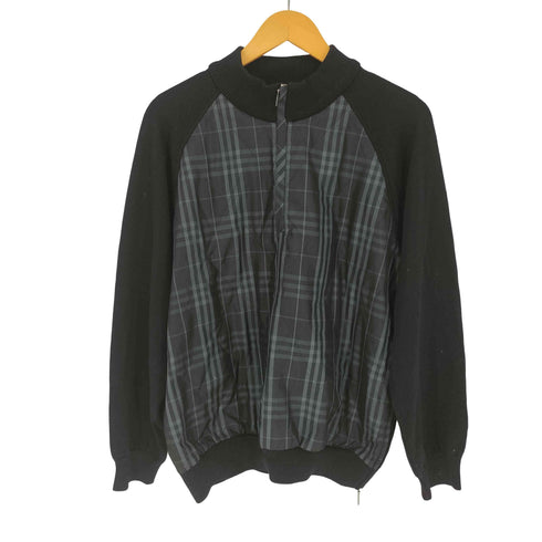 バーバリーゴルフ BURBERRY GOLF サイドジップ 切替 チェック柄 キルティング ハーフジップ ニット メンズ import:L
