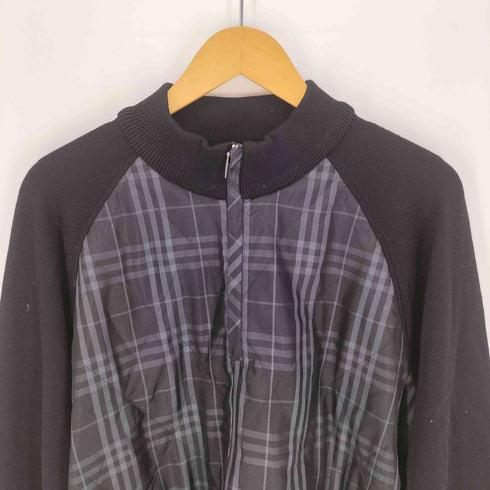 バーバリーゴルフ BURBERRY GOLF サイドジップ 切替 チェック柄 キルティング ハーフジップ ニット メンズ import:L