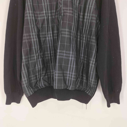 バーバリーゴルフ BURBERRY GOLF サイドジップ 切替 チェック柄 キルティング ハーフジップ ニット メンズ import:L