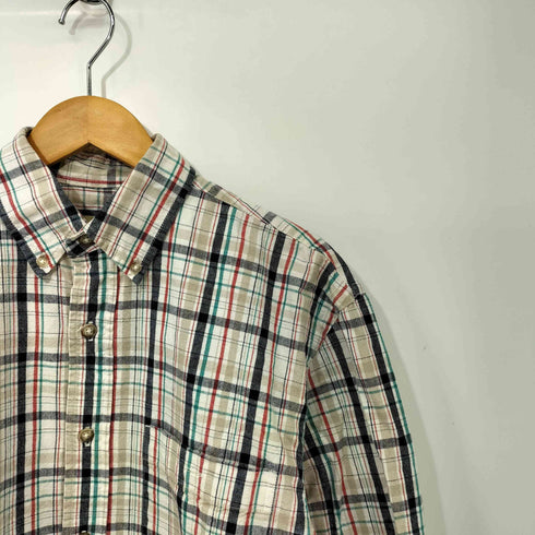 エディーバウアー Eddie Bauer 90s コットン100 ボタンダウン チェック L/S シャツ メンズ import:XS