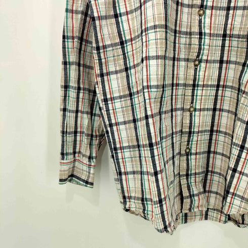 エディーバウアー Eddie Bauer 90s コットン100 ボタンダウン チェック L/S シャツ メンズ import:XS