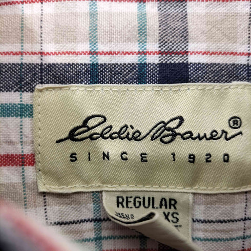エディーバウアー Eddie Bauer 90s コットン100 ボタンダウン チェック L/S シャツ メンズ import:XS