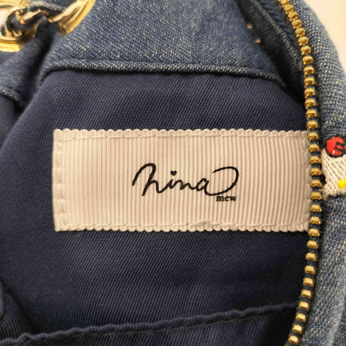 nina mew キャラクター刺繍デニムチェーンリュック レディース