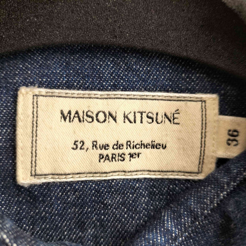 メゾンキツネ MAISON KITSUNE ワンポイント刺繍 L/S デニムシャツ レディース US:36