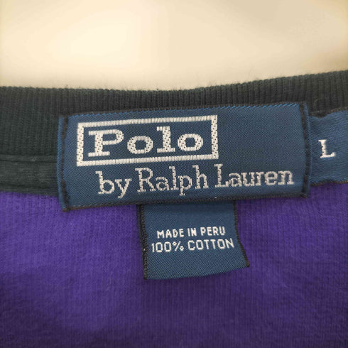 ポロバイラルフローレン Polo by RALPH LAUREN 90S ポニー刺繍 サイドライン サーマル L/S 切り込み Vネック Tシャツ メンズ import:L