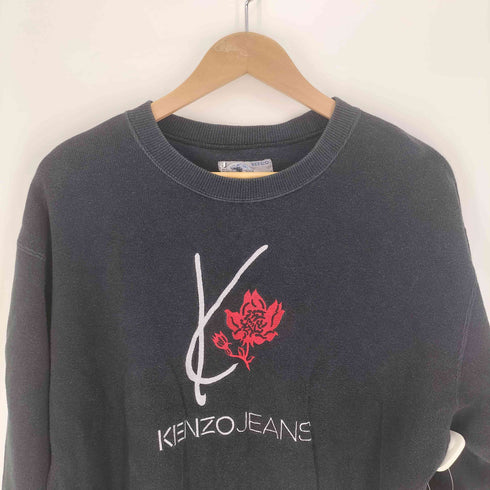 ケンゾージーンズ KENZO JEANS 90S OLD 北斎タグ フロント刺繍 プルオーバー スウェット メンズ FREE