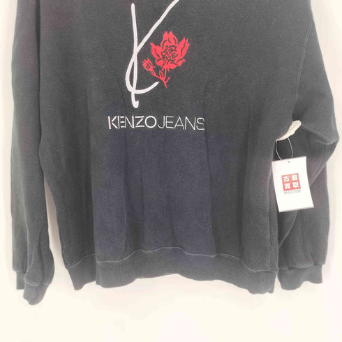 ケンゾージーンズ KENZO JEANS 90S OLD 北斎タグ フロント刺繍 プルオーバー スウェット メンズ FREE