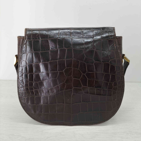 genuineleather イタリア製 クロコ型押し ショルダーバッグ レディース