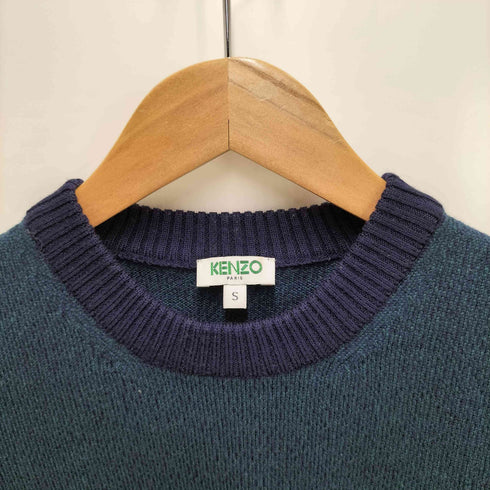ケンゾーパリス KENZO PARIS タイガーロゴパッチ リブボーダー ウール クルーネック ニット レディース S