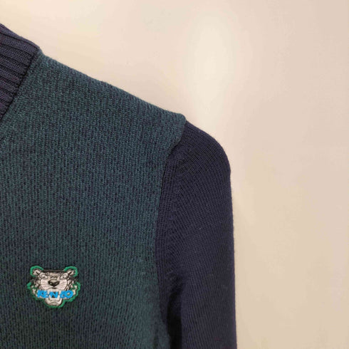 ケンゾーパリス KENZO PARIS タイガーロゴパッチ リブボーダー ウール クルーネック ニット レディース S