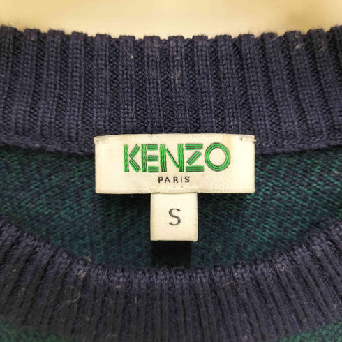 ケンゾーパリス KENZO PARIS タイガーロゴパッチ リブボーダー ウール クルーネック ニット レディース S