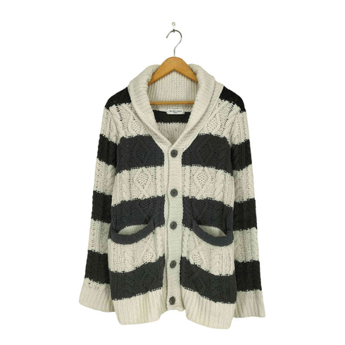 ジェラートピケオム Gelato Pique Homme ボーダー柄ケーブルニットカーディガン レディース M