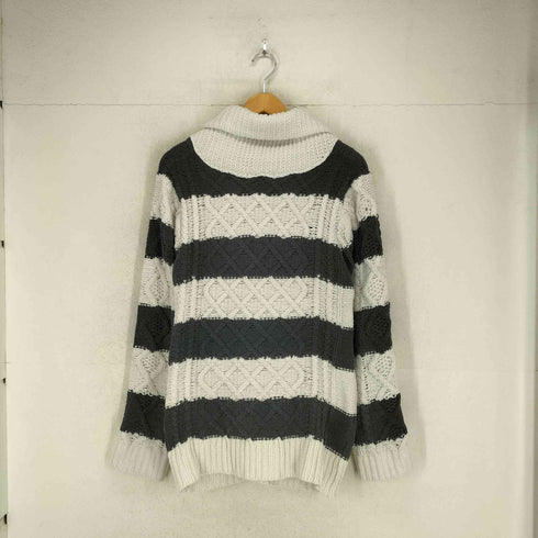 ジェラートピケオム Gelato Pique Homme ボーダー柄ケーブルニットカーディガン レディース M