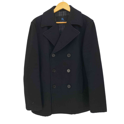 バーバリーブルーレーベル BURBERRY BLUE LABEL ウール ナイロン 裏地チェック ミドル丈 Pコート メンズ import:L