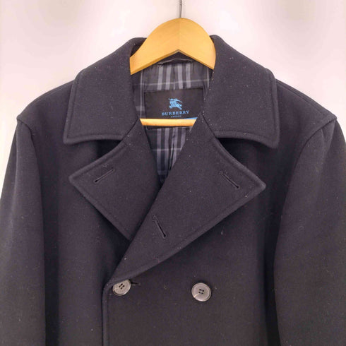 バーバリーブルーレーベル BURBERRY BLUE LABEL ウール ナイロン 裏地チェック ミドル丈 Pコート メンズ import:L