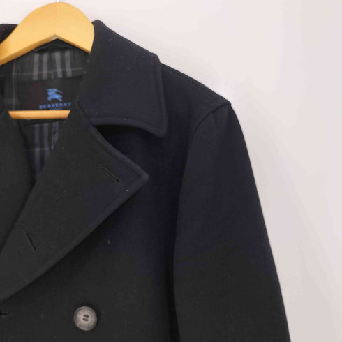 バーバリーブルーレーベル BURBERRY BLUE LABEL ウール ナイロン 裏地チェック ミドル丈 Pコート メンズ import:L