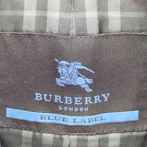 バーバリーブルーレーベル BURBERRY BLUE LABEL ウール ナイロン 裏地チェック ミドル丈 Pコート メンズ import:L
