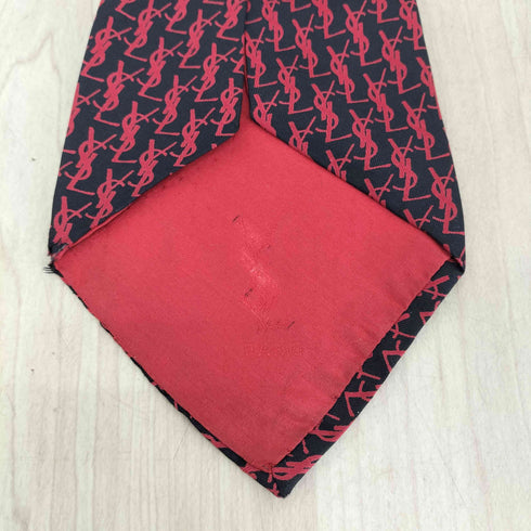 イヴサンローラン Yves Saint Laurent ロゴ総柄シルクネクタイ メンズ