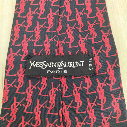 イヴサンローラン Yves Saint Laurent ロゴ総柄シルクネクタイ メンズ