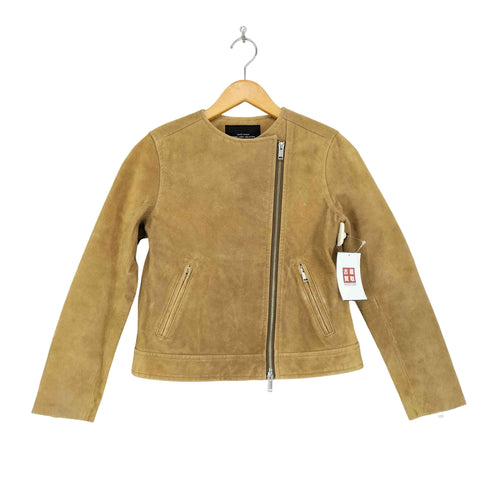 ユナイテッドアローズグリーンレーベルリラクシング UNITED ARROWS green label relaxing スウェードノーカラーライダースジャケット レディース JPN:36