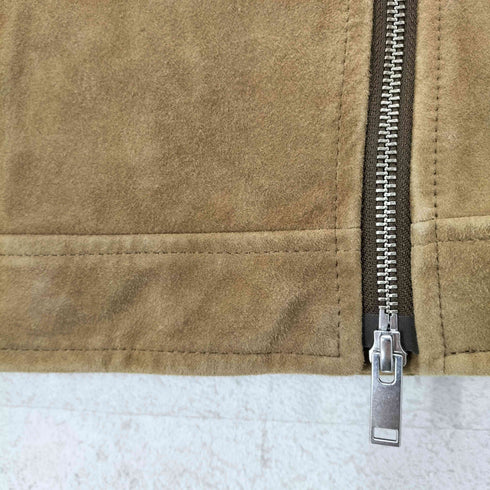 ユナイテッドアローズグリーンレーベルリラクシング UNITED ARROWS green label relaxing スウェードノーカラーライダースジャケット レディース JPN:36