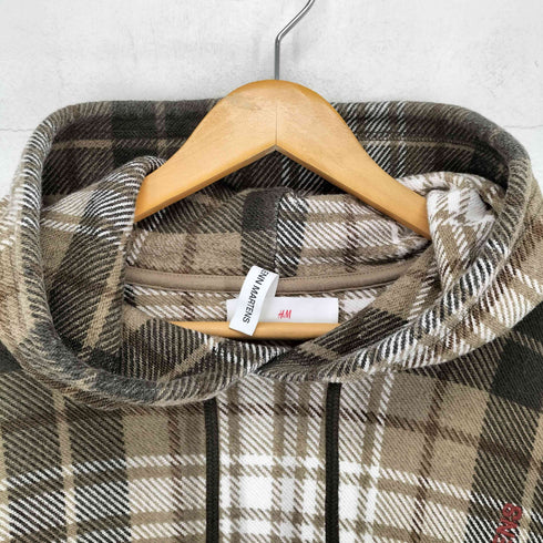 エイチアンドエム H&M チェック柄プルオーバーパーカー メンズ M