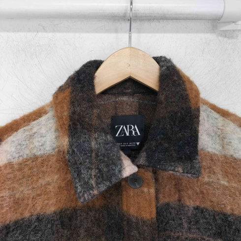 ザラ ZARA クロップド丈チェック柄シャツジャケット オーバーサイズジャケット レディース import:S