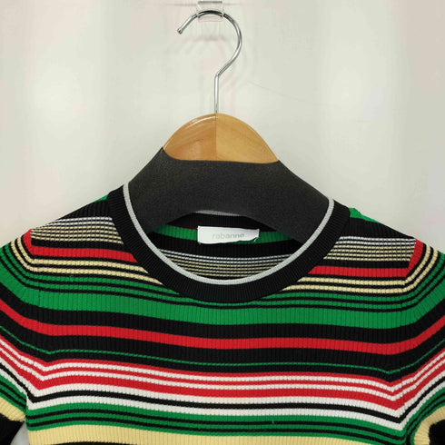 RABANNE Long Sleeve Stripe Maxi Dress マルチカラーニットワンピース レディース XS