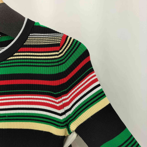 RABANNE Long Sleeve Stripe Maxi Dress マルチカラーニットワンピース レディース XS