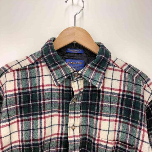 ペンドルトン PENDLETON 00s エルボーパッチ オンブレチェック ウールシャツ メンズ JPN:XL
