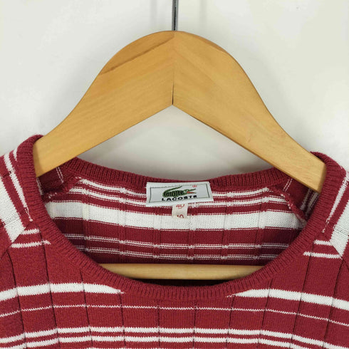 ラコステ LACOSTE ボーダー柄 ロゴワッペン S/S ニット セーター レディース EUR:40