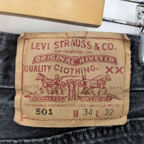 リーバイス Levis 90s USA製 501 刻印653 後染め ブラックデニムパンツ メンズ 34×32
