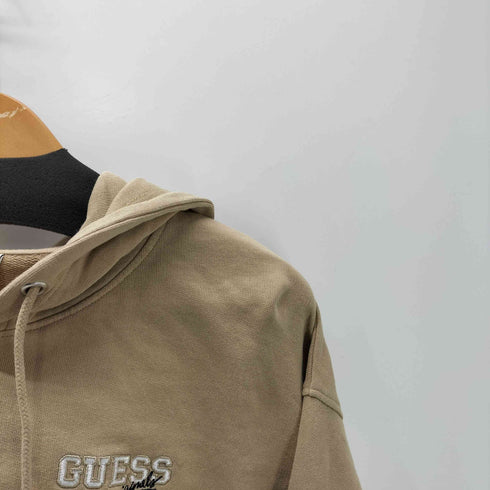 ゲス GUESS 22SS Originals Cropped Hoodie ロゴ 刺繍 クロップド ジップアップ フーディー パーカー レディース import:XL