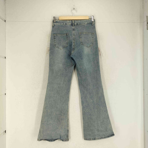 Y2K サイドレースアップ フリンジフレアデニムパンツ レディース M