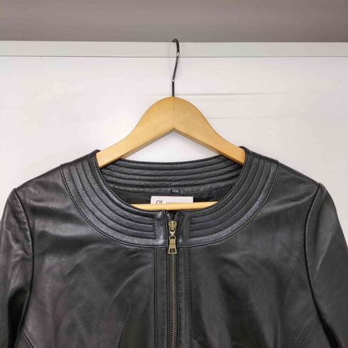 APHRODITE 羊革 ラムレザー ノーカラー ジャケット レディース XXXL