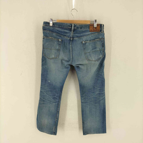 ヒステリックグラマー HYSTERIC GLAMOUR 革パッチ ダメージ加工デニム メンズ 34