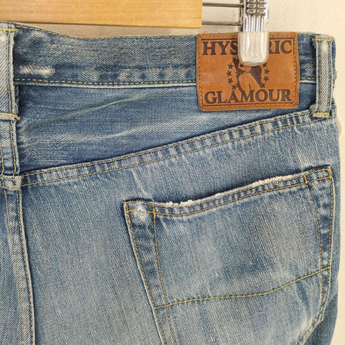 ヒステリックグラマー HYSTERIC GLAMOUR 革パッチ ダメージ加工デニム メンズ 34