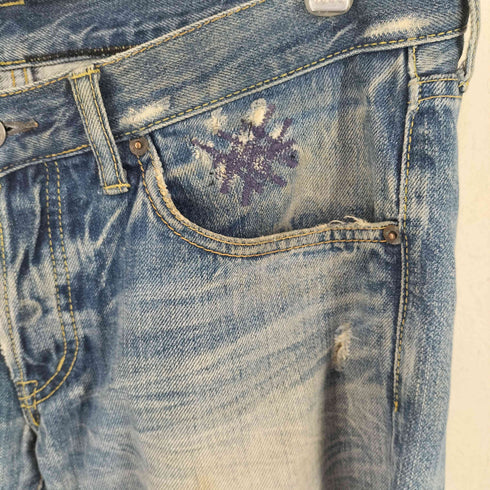 ヒステリックグラマー HYSTERIC GLAMOUR 革パッチ ダメージ加工デニム メンズ 34