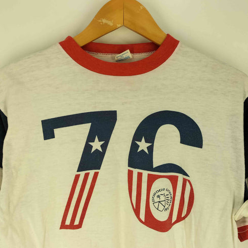 チャンピオン Champion 70~80s バータグ ナンバリング 76 星条旗 ラグラン Tシャツ メンズ import:L